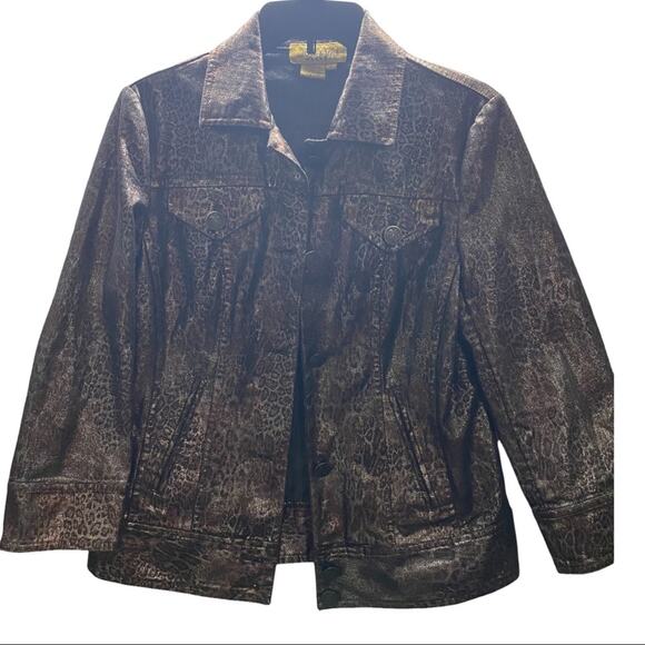 Peck & Peck Jackets & Blazers - Peck & Peck Weekend, Size 4, Metallic Browns and Mauves, Animal Print Shiny